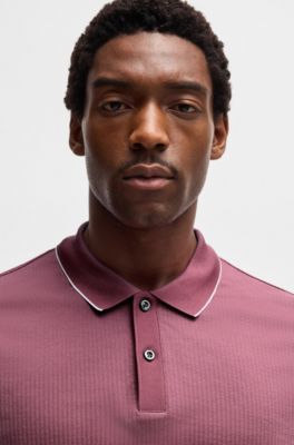 Polo de seda y algod&oacute;n con estructura de rayas, Pink