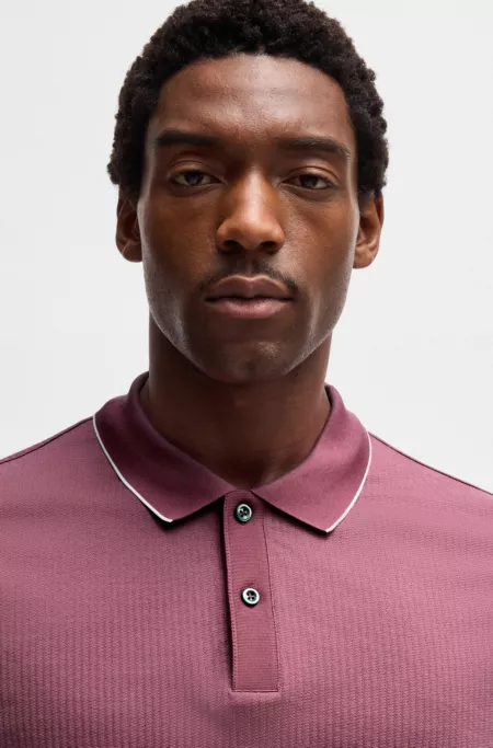 Cotton-silk polo shirt with stripe structure