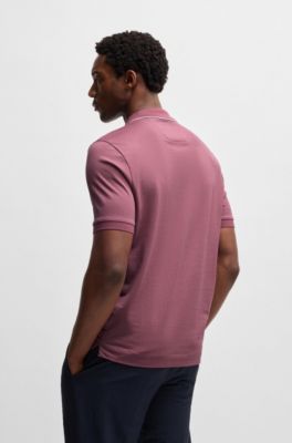 Polo de seda y algod&oacute;n con estructura de rayas, Pink