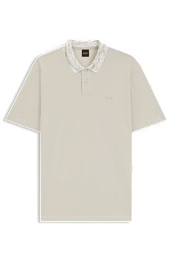 Relaxed-fit cotton-piqué polo shirt with collar artwork