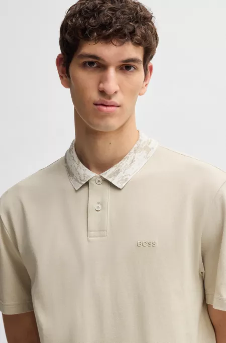 Relaxed-fit cotton-piqué polo shirt with collar artwork