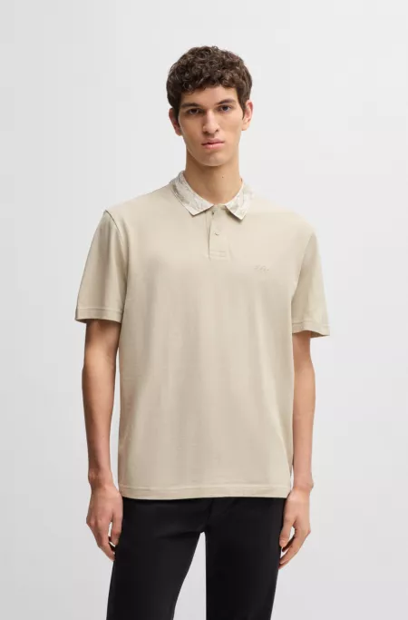 Relaxed-fit cotton-piqué polo shirt with collar artwork