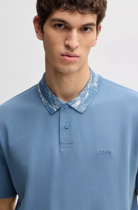 Relaxed-fit cotton-piqué polo shirt with collar artwork