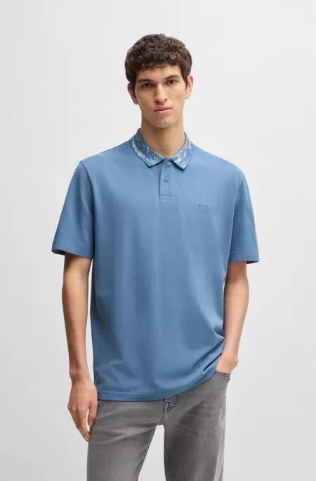 Relaxed-fit cotton-piqué polo shirt with collar artwork