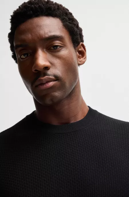 Silk sweater with knitted structure