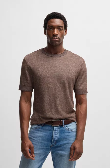 Regular-fit T-shirt in cotton, linen and silk