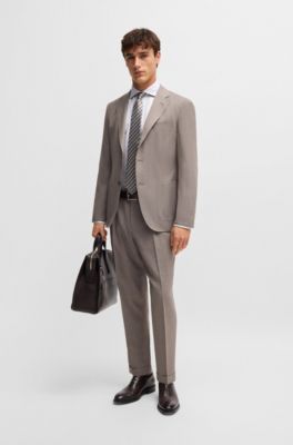 Chemise Regular en coton structur&eacute; infroissable, Gris chin&eacute;