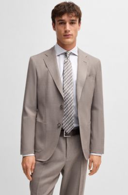 Chemise Regular en coton structur&eacute; infroissable, Gris chin&eacute;