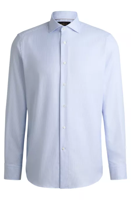 Regular-fit shirt in structured crease-resistant cotton