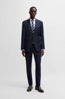 Regular-fit shirt in structured crease-resistant cotton, Blue