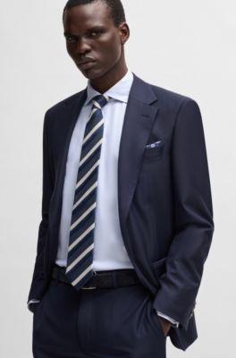 Regular-fit shirt in structured crease-resistant cotton, Blue