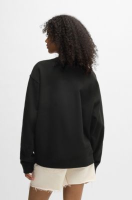 Sudadera oversize fit en felpa de algod&oacute;n con logo de dise&ntilde;o, Negro