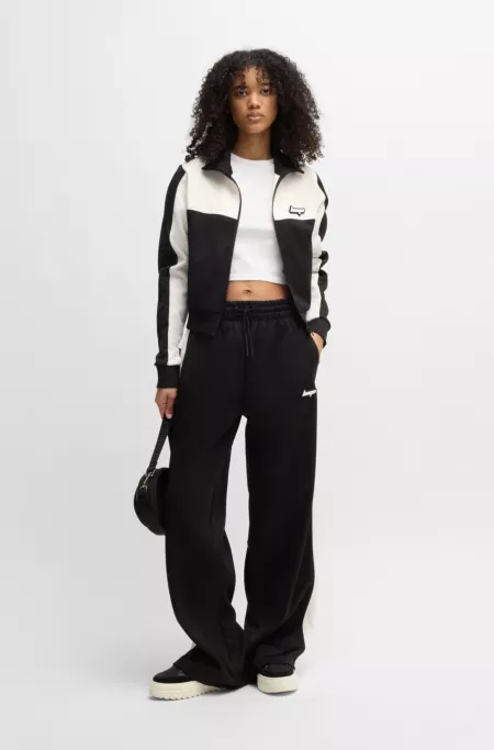 Stretch-cotton T-shirt with crystal-studded logo