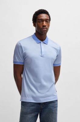 Cotton-silk polo shirt with structured trims