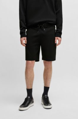 Shorts de algod&oacute;n con monograma Double&nbsp;B metalizado, Negro