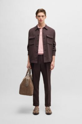 Polo-collar sweater in silk and cotton, Dark pink