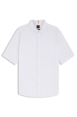 Camisa regular fit en algod&oacute;n Oxford con lavado suave, Blanco