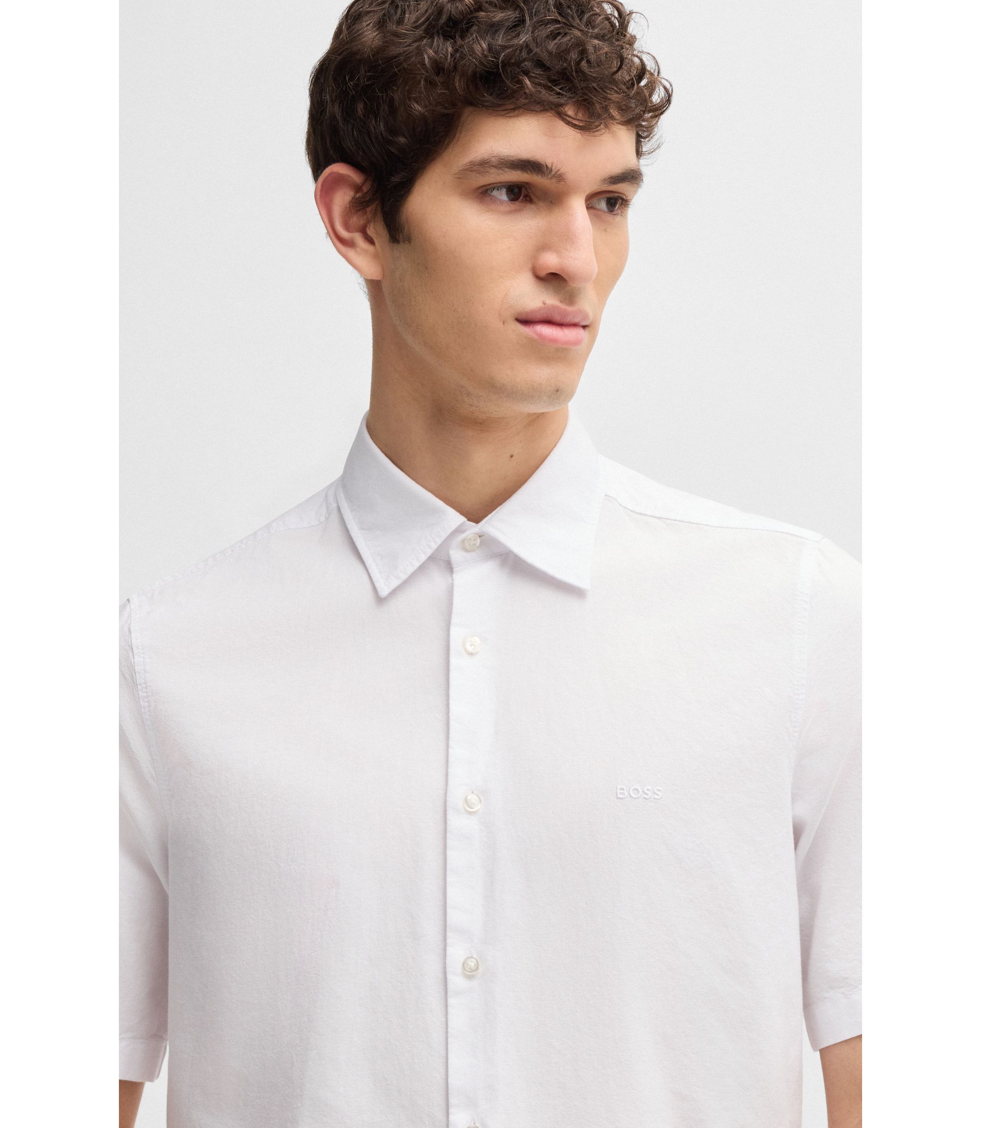 BOSS - Regular-fit shirt in Oxford cotton - White