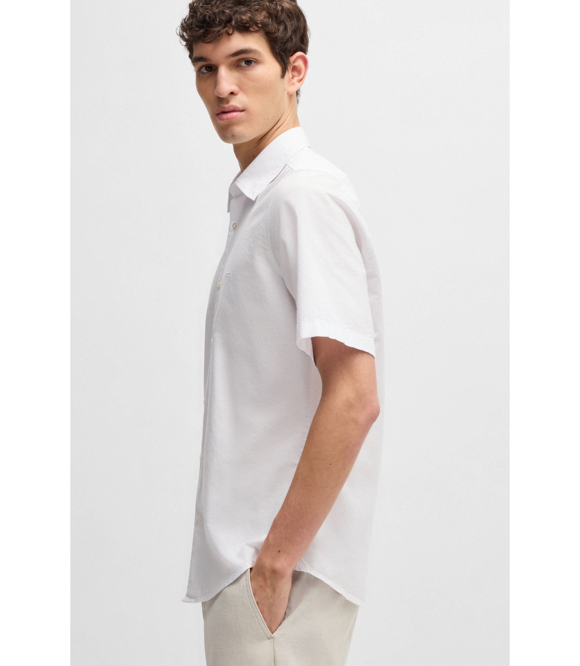 BOSS - Regular-fit shirt in Oxford cotton - White