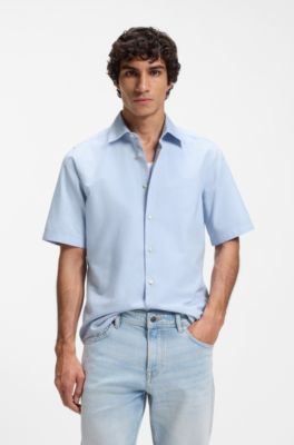 Regular-fit shirt in Oxford cotton, Light Blue