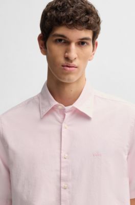 Camisa regular fit en algod&oacute;n Oxford con lavado suave, Rosa claro
