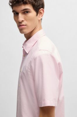 Camisa regular fit en algod&oacute;n Oxford con lavado suave, Rosa claro