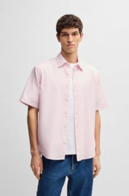 Camisa regular fit en algod&oacute;n Oxford con lavado suave, Rosa claro