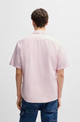Camisa regular fit en algod&oacute;n Oxford con lavado suave, Rosa claro