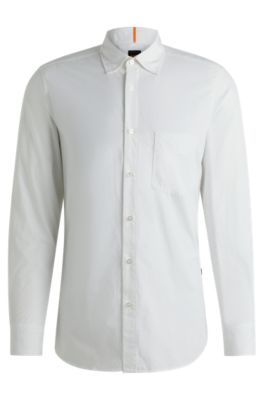 Camisa regular fit en algod&oacute;n dobby, Blanco