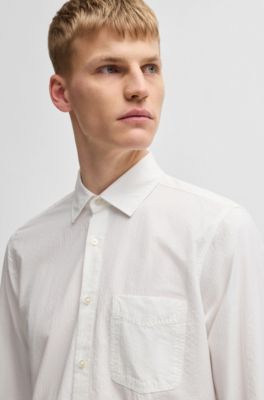 Camisa regular fit en algod&oacute;n dobby, Blanco