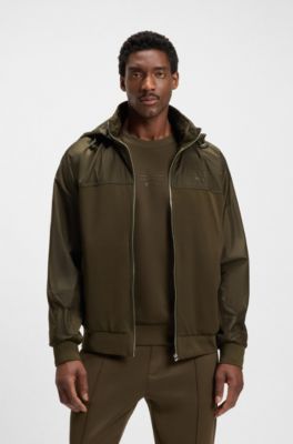 Sudadera Porsche x BOSS con capucha y cremallera bidireccional, Verde oscuro