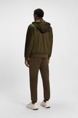 Sudadera Porsche x BOSS con capucha y cremallera bidireccional, Verde oscuro