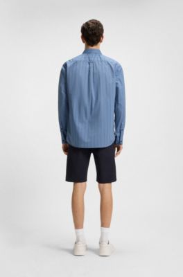 Chemise regular en popeline de coton imprim&eacute;e, bleu clair