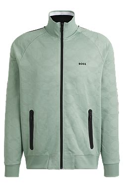 Sudadera de jacquard circular con cremallera y rayas laterales