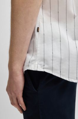 Regular-fit shirt in printed cotton poplin, White