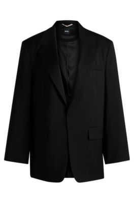 Oversize-fit blazer in wool, Black