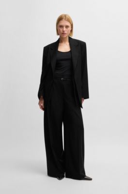 Oversize-fit blazer in wool, Black