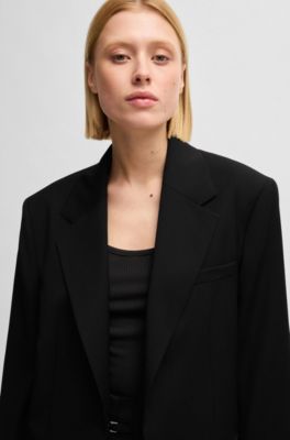Oversize-fit blazer in wool, Black