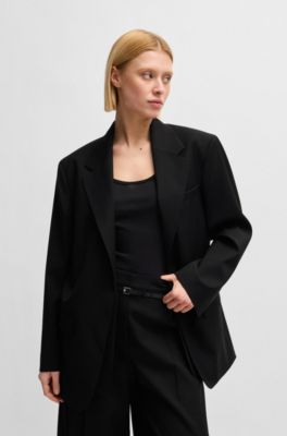Oversize-fit blazer in wool, Black