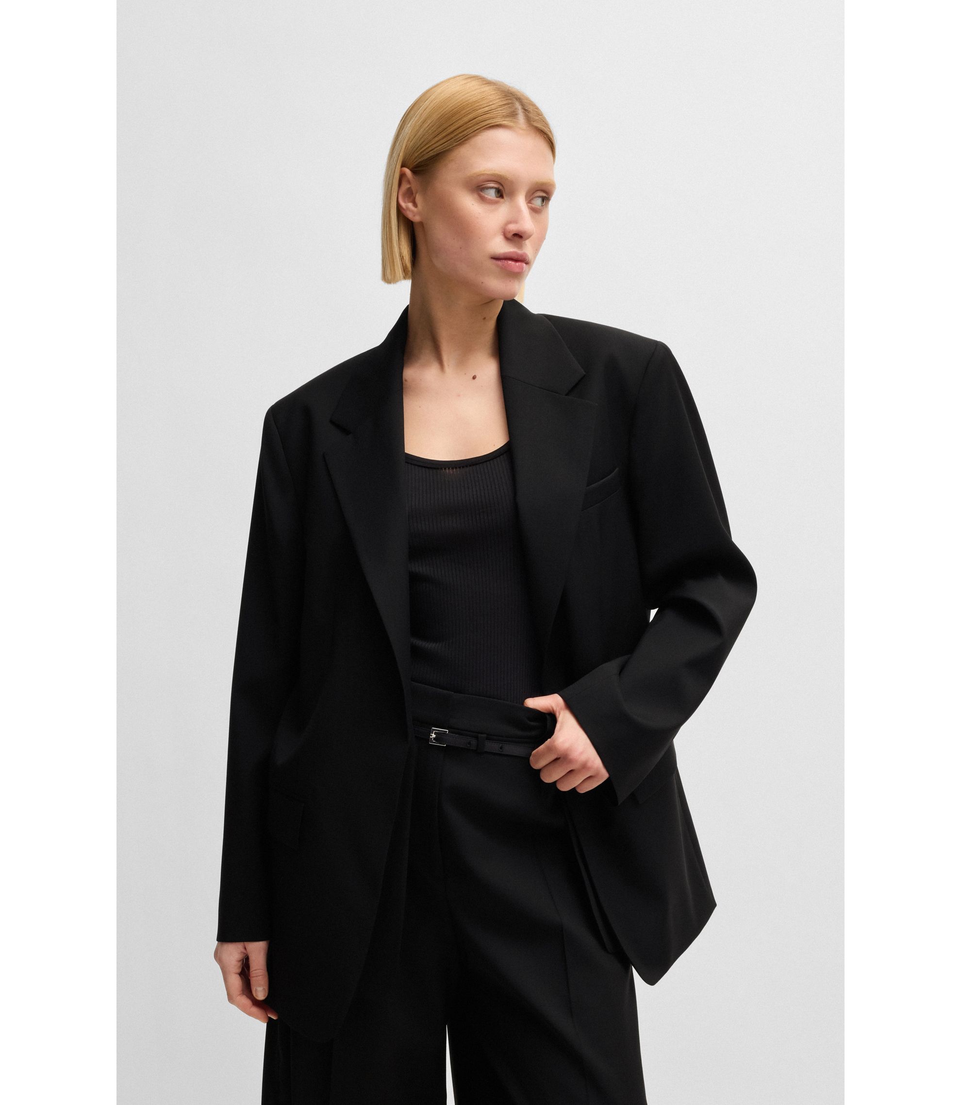 BOSS - Oversize-fit blazer in wool - Black
