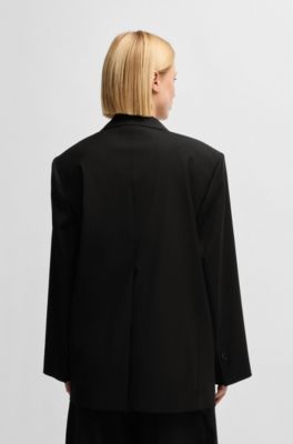 Oversize-fit blazer in wool, Black