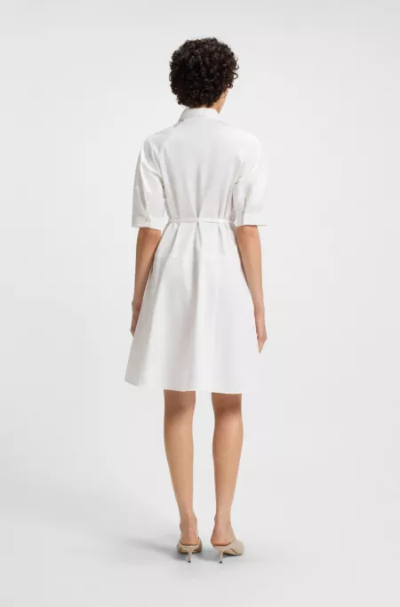 Shirt dress in stretch cotton with half placket