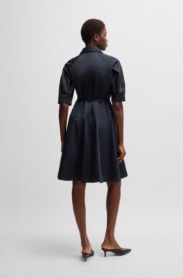 Shirt dress stretch cotton with half placket
