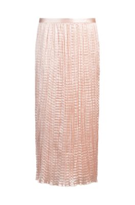 Crinkle-pliss&eacute; skirt with tonal waistband, light pink