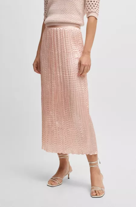 Crinkle-plissé skirt with tonal waistband