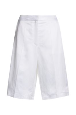 Relaxed-fit shorts with wide leg, White
