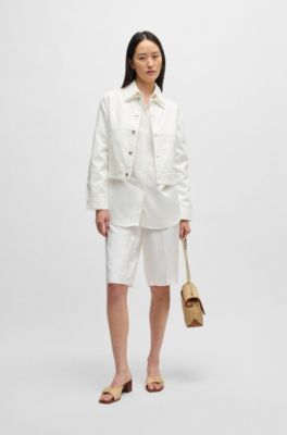 Relaxed-fit shorts with wide leg, White