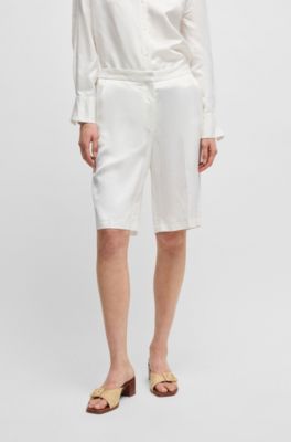 Relaxed-fit shorts with wide leg, White