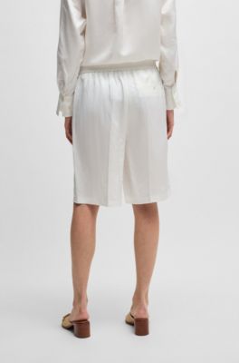 Relaxed-fit shorts with wide leg, White