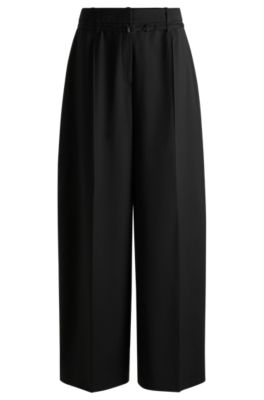 Relaxed-fit trousers in virgin wool, Black